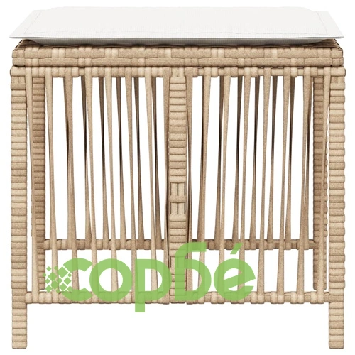 Външни табуретки с възглавници 4 бр бежови 41x41x36см полиратан ➤ топ цена ➤ sorbe.bg