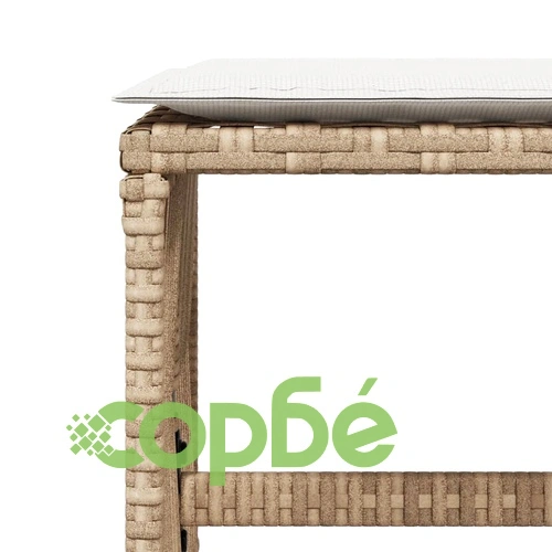 Външни табуретки с възглавници 4 бр бежови 41x41x36см полиратан ➤ топ цена ➤ sorbe.bg