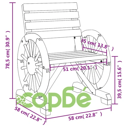 Градински стол 58x58x78,5 см масивно чамово дърво ➤ топ цена ➤ sorbe.bg