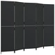 Параван за стая, 5 панела, черен, полиратан