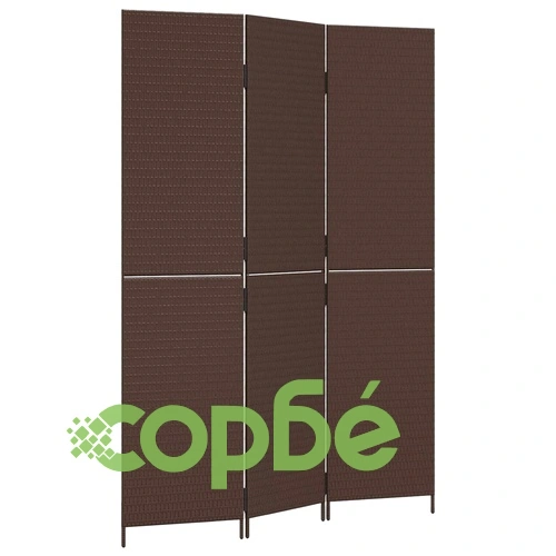 Параван за стая, 3 панела, кафяв, полиратан ➤ топ цена ➤ sorbe.bg