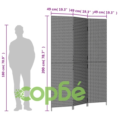 Параван за стая, 3 панела, бежов, полиратан ➤ топ цена ➤ sorbe.bg