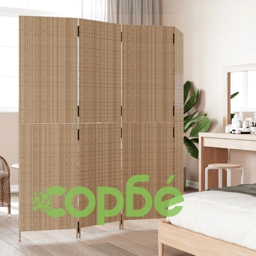 Параван за стая, 4 панела, бежов, полиратан ➤ топ цена ➤ sorbe.bg