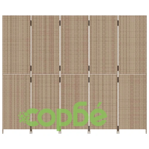 Параван за стая, 5 панела, бежов, полиратан ➤ топ цена ➤ sorbe.bg