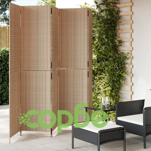 Параван за стая, 5 панела, бежов, полиратан ➤ топ цена ➤ sorbe.bg