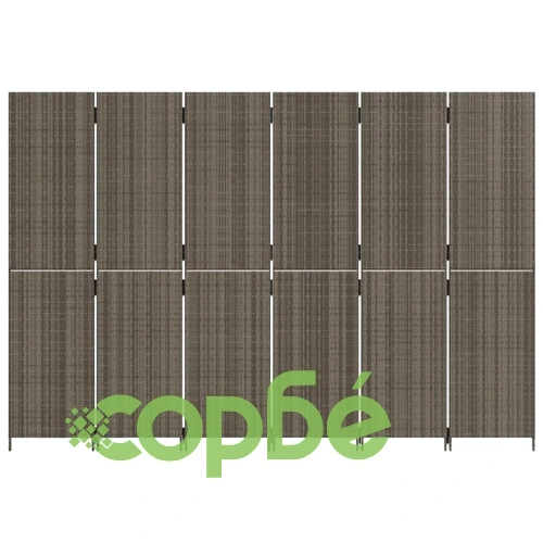 Параван за стая, 6 панела, сив, полиратан ➤ топ цена ➤ sorbe.bg