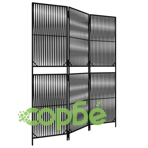 Параван за стая, 3 панела, черен, полиратан ➤ топ цена ➤ sorbe.bg