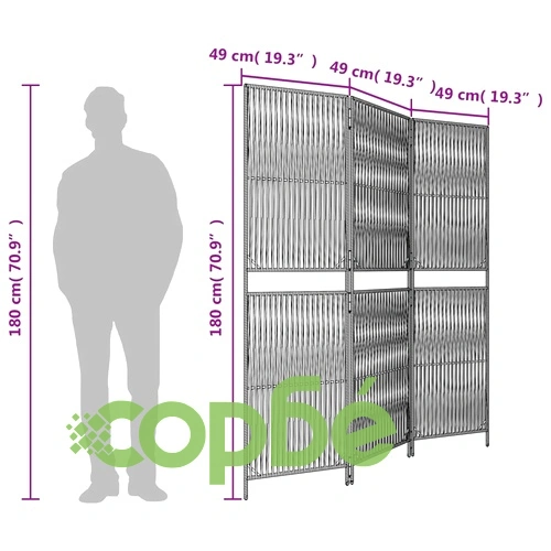 Параван за стая, 3 панела, черен, полиратан ➤ топ цена ➤ sorbe.bg