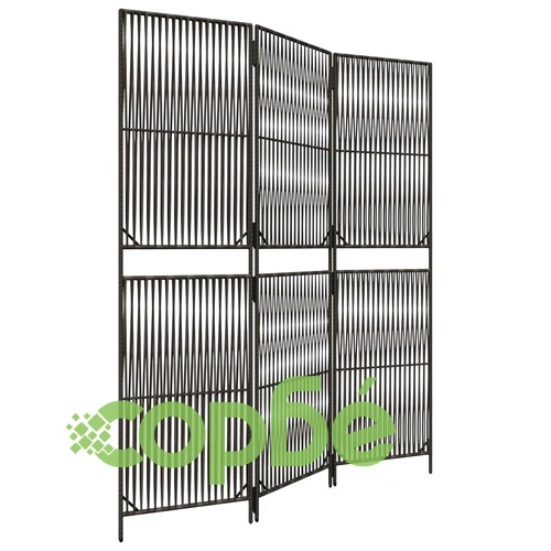 Параван за стая, 3 панела, сив, полиратан ➤ топ цена ➤ sorbe.bg