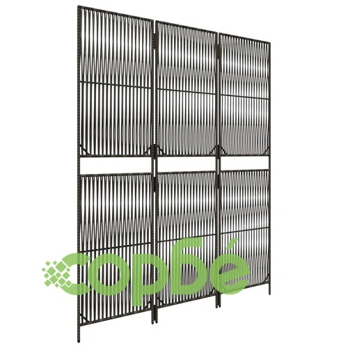 Параван за стая, 3 панела, сив, полиратан ➤ топ цена ➤ sorbe.bg