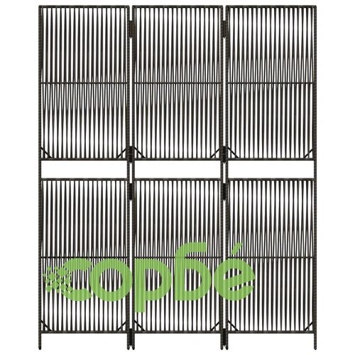 Параван за стая, 3 панела, сив, полиратан ➤ топ цена ➤ sorbe.bg