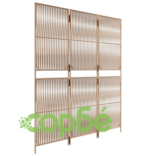 Параван за стая, 3 панела, бежов, полиратан ➤ топ цена ➤ sorbe.bg