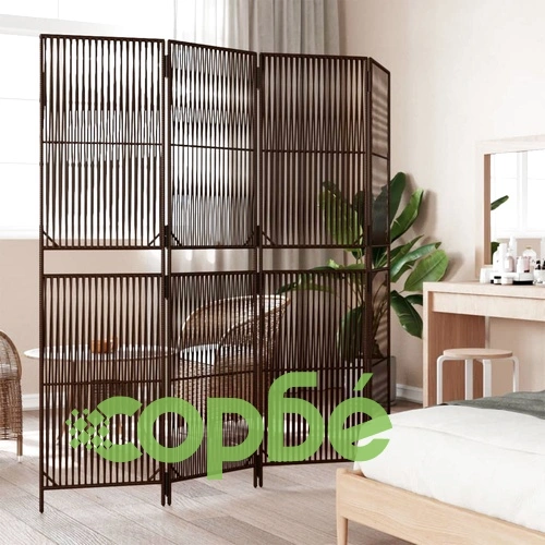 Параван за стая, 4 панела, кафяв, полиратан ➤ топ цена ➤ sorbe.bg
