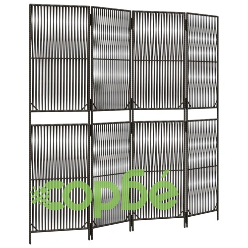 Параван за стая, 4 панела, сив, полиратан ➤ топ цена ➤ sorbe.bg