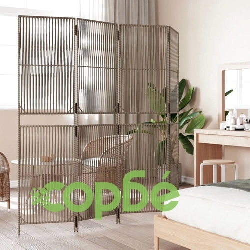 Параван за стая, 4 панела, сив, полиратан ➤ топ цена ➤ sorbe.bg