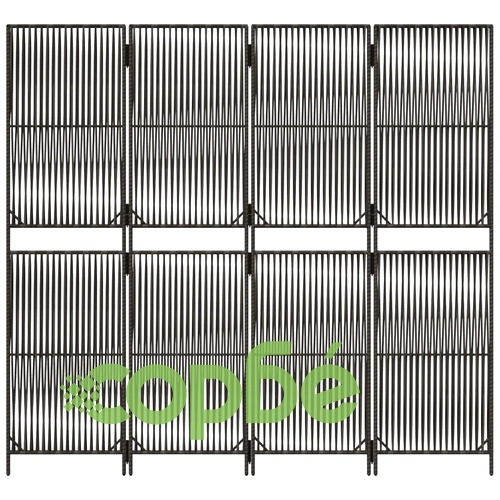 Параван за стая, 4 панела, сив, полиратан ➤ топ цена ➤ sorbe.bg