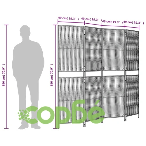 Параван за стая, 4 панела, бежов, полиратан ➤ топ цена ➤ sorbe.bg