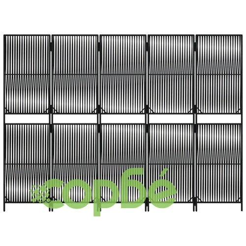 Параван за стая, 5 панела, черен, полиратан ➤ топ цена ➤ sorbe.bg