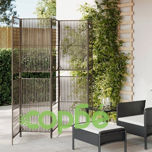 Параван за стая, 5 панела, сив, полиратан ➤ топ цена ➤ sorbe.bg