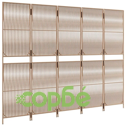 Параван за стая, 5 панела, бежов, полиратан ➤ топ цена ➤ sorbe.bg