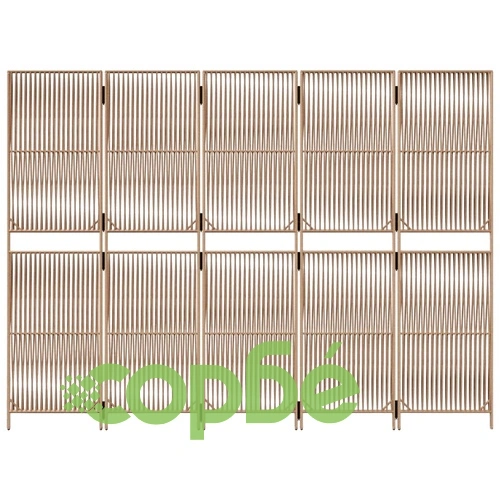 Параван за стая, 5 панела, бежов, полиратан ➤ топ цена ➤ sorbe.bg