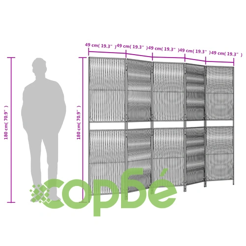 Параван за стая, 5 панела, бежов, полиратан ➤ топ цена ➤ sorbe.bg
