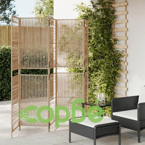 Параван за стая, 5 панела, бежов, полиратан ➤ топ цена ➤ sorbe.bg