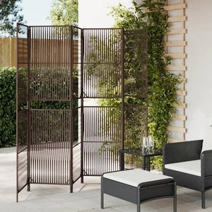 Параван за стая, 6 панела, кафяв, полиратан