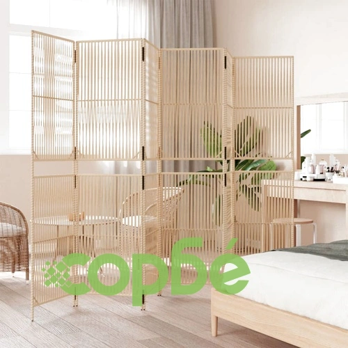 Параван за стая, 6 панела, бежов, полиратан ➤ топ цена ➤ sorbe.bg