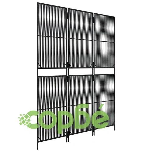 Параван за стая, 3 панела, черен, полиратан ➤ топ цена ➤ sorbe.bg