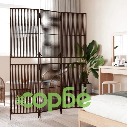 Параван за стая, 3 панела, кафяв, полиратан ➤ топ цена ➤ sorbe.bg