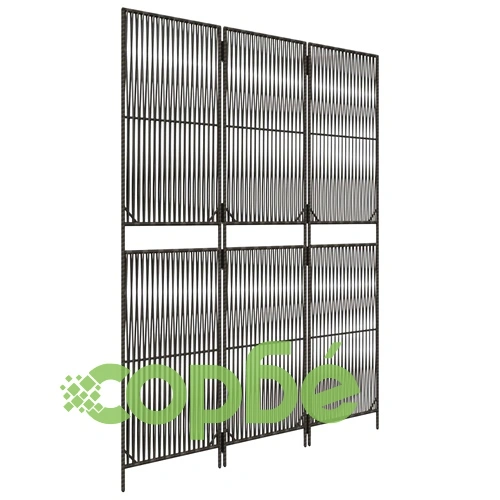 Параван за стая, 3 панела, сив, полиратан ➤ топ цена ➤ sorbe.bg