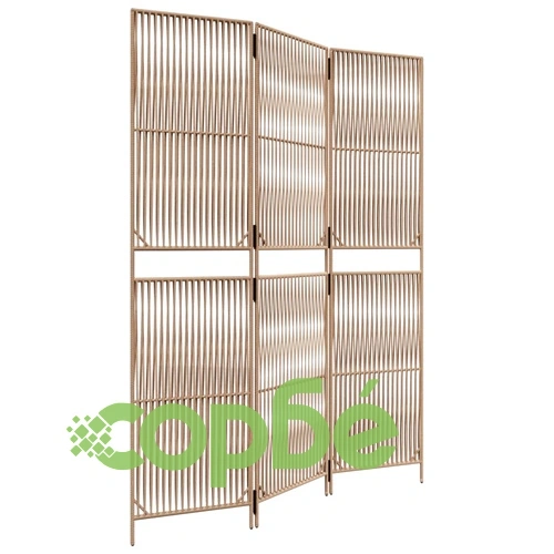 Параван за стая, 3 панела, бежов, полиратан ➤ топ цена ➤ sorbe.bg