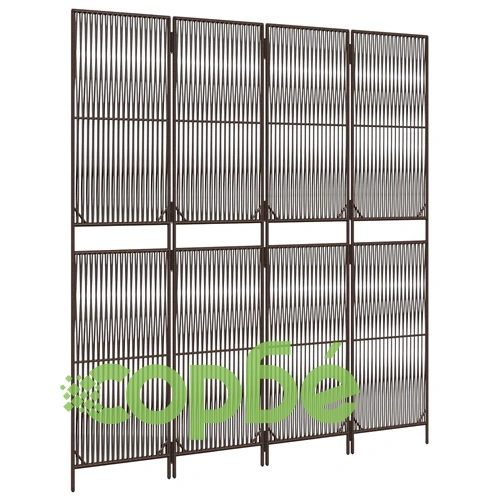 Параван за стая, 4 панела, кафяв, полиратан ➤ топ цена ➤ sorbe.bg