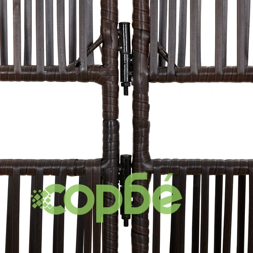 Параван за стая, 4 панела, сив, полиратан ➤ топ цена ➤ sorbe.bg