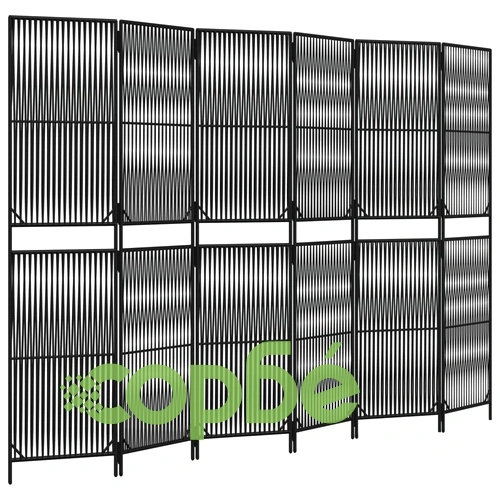 Параван за стая, 6 панела, черен, полиратан ➤ топ цена ➤ sorbe.bg