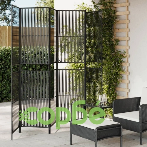 Параван за стая, 6 панела, черен, полиратан ➤ топ цена ➤ sorbe.bg