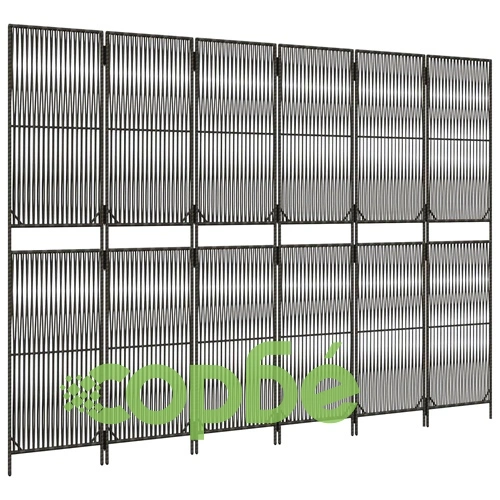 Параван за стая, 6 панела, сив, полиратан ➤ топ цена ➤ sorbe.bg