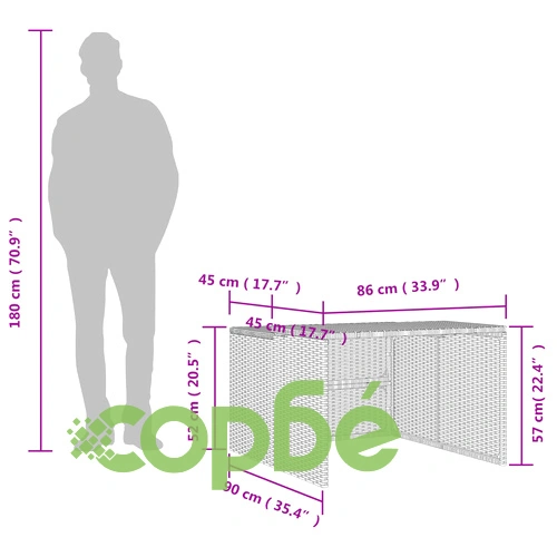 Гараж за роботизирана косачка, черен, 86x90x52/57 см, полиратан ➤ топ цена ➤ sorbe.bg