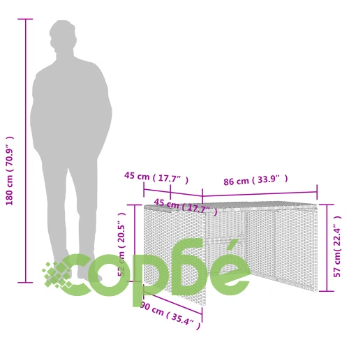 Гараж за роботизирана косачка, сив, 86x90x52/57 см, полиратан ➤ топ цена ➤ sorbe.bg