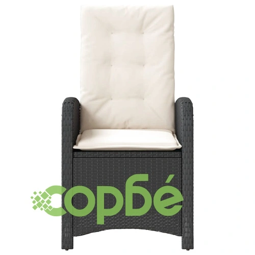 Накланящи градински столове с възглавници 2 бр черни полиратан ➤ топ цена ➤ sorbe.bg