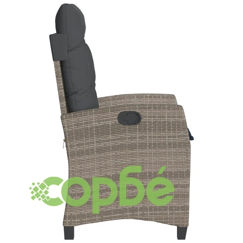 Накланящ се градински стол с възглавници, полиратан, сив ➤ топ цена ➤ sorbe.bg