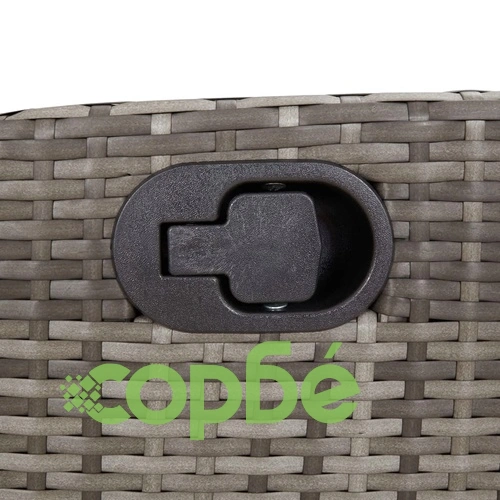 Накланящ се градински стол с възглавници, полиратан, сив ➤ топ цена ➤ sorbe.bg