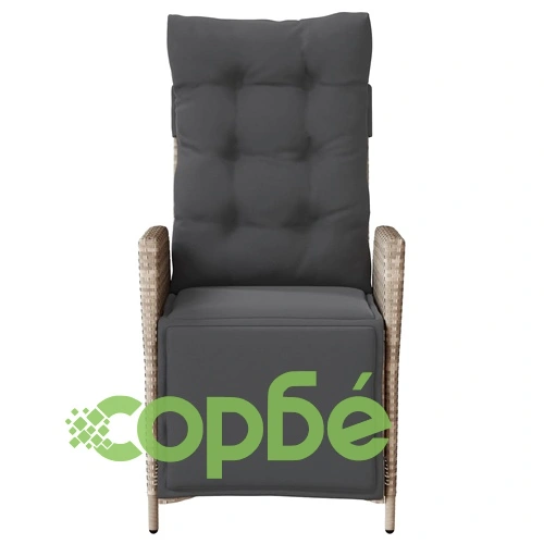 Накланящи градински столове с подложка 2 бр светлосив полиратан ➤ топ цена ➤ sorbe.bg