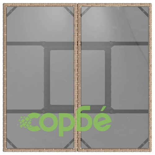 Градинска маса със стъклен плот бежова 80x80x75 см полиратан ➤ топ цена ➤ sorbe.bg