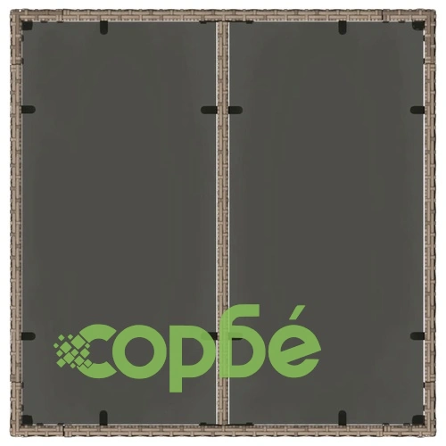 Градинска маса със стъклен плот сива 90x90x75 см полиратан ➤ топ цена ➤ sorbe.bg
