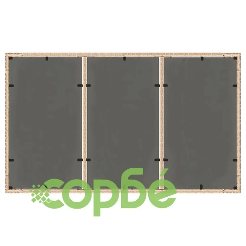 Градинска маса със стъклен плот бежова 150x90x75 см полиратан ➤ топ цена ➤ sorbe.bg