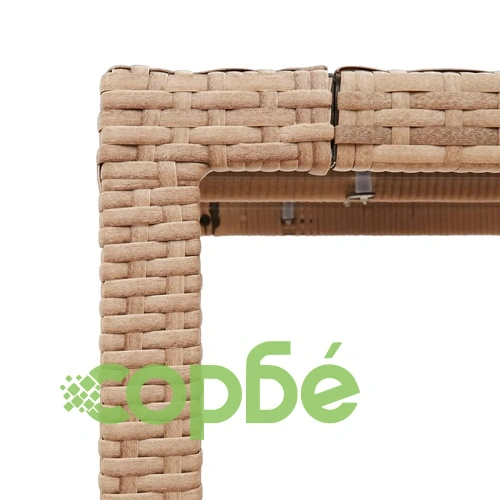 Градинска маса със стъклен плот бежова 150x90x75 см полиратан ➤ топ цена ➤ sorbe.bg