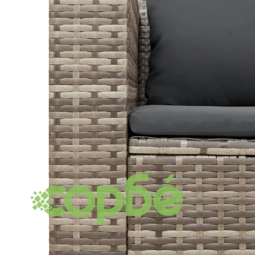 Градински диван с възглавници, 5 части, сив полиратан акация ➤ топ цена ➤ sorbe.bg