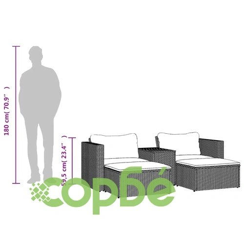 Градински диван с възглавници, 5 части, сив полиратан акация ➤ топ цена ➤ sorbe.bg